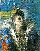Carl Larsson portratt av fru alfred heyman kostymerad som drottning elisabeth Spain oil painting artist
